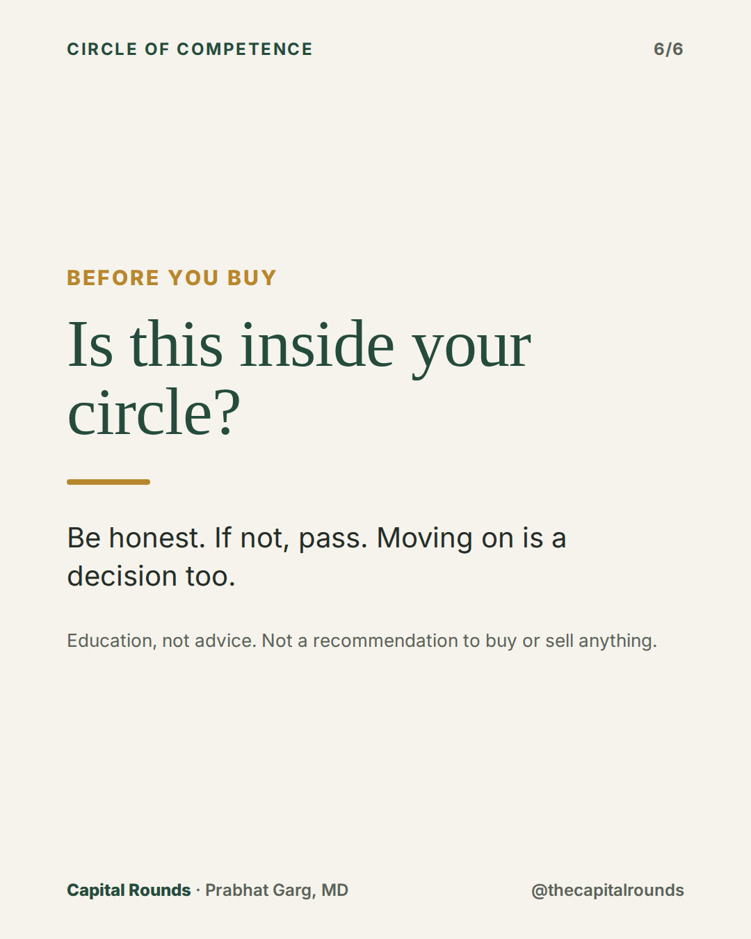 Slide 6 of 6: Circle of competence