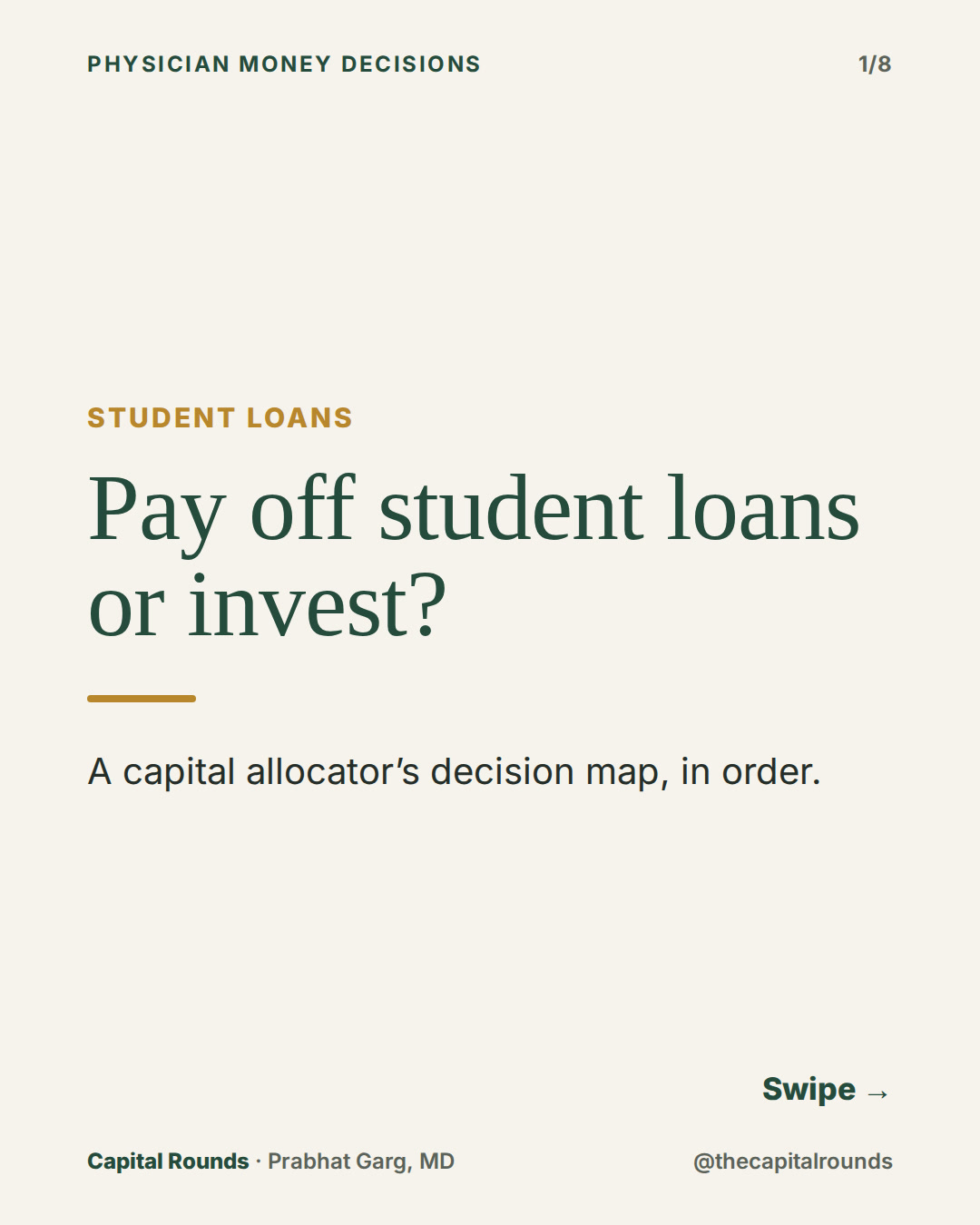 Slide 1 of 8: Pay off student loans or invest? A decision map